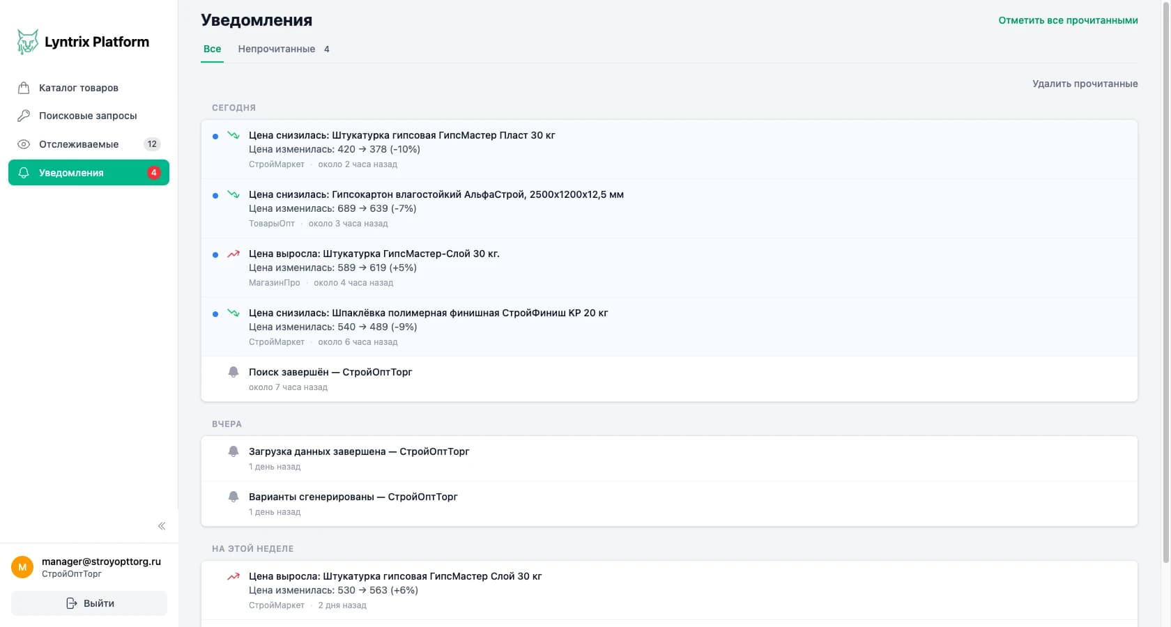 Уведомления об изменении цен — снижение и рост цен на товары